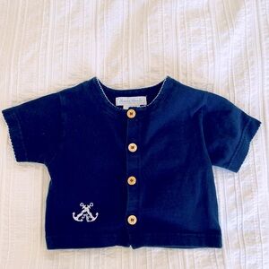 Tartine et Chocolat Navy Blue Kids Shirt with Anchor Embroidery